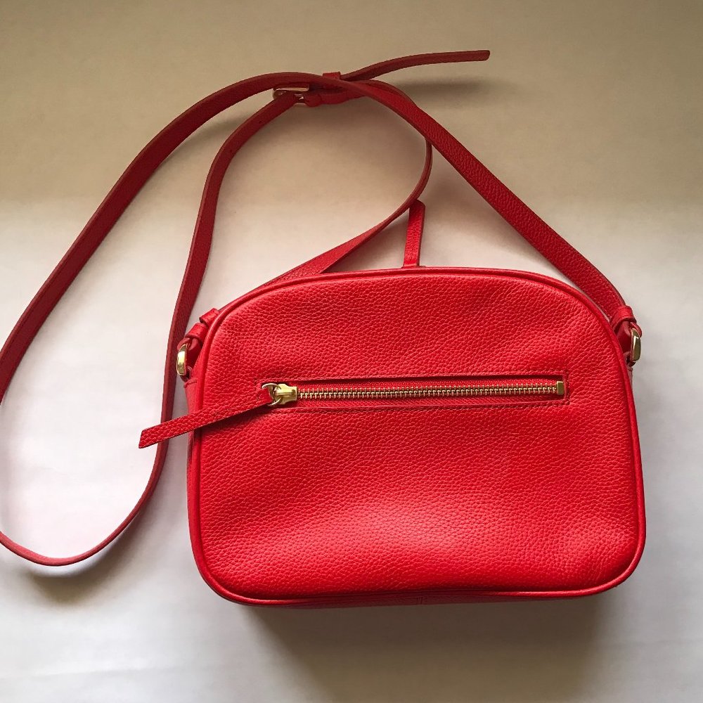 Nordstrom Red Pebble Leather Crossbody Small Dianne Goldtone Hardware - Picture 6 of 16